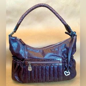 Vintage Brighton chocolate brown pebbles leather braid handle shoulder bag